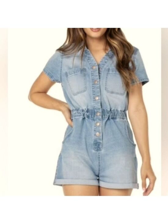 Celebrity Pink Pants - CELEBRITY PINK DENIM SHORTS ROMPER SIZE 11-13 EUC